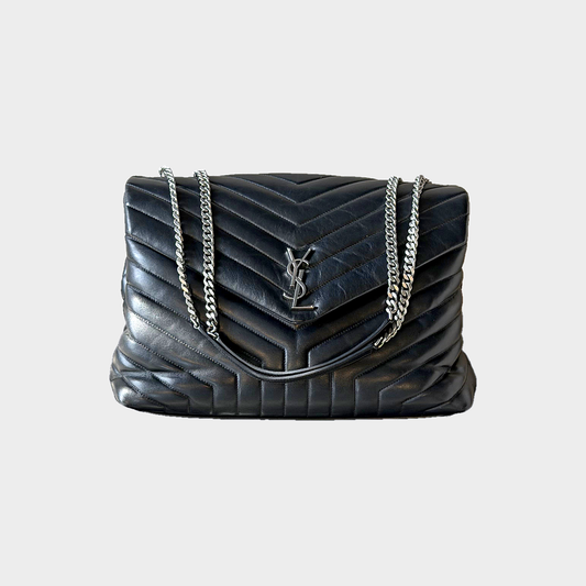 Saint Laurent – Borsa a spalla in pelle nera matelassé